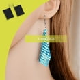 thumbnail image 3 of Linyer Square Sequins Earrings Exaggerated Eardrops Sparkling Tassel Drops Reusable Ears Decorations Multi-color Fashion Jewelry Black, 3 of 6