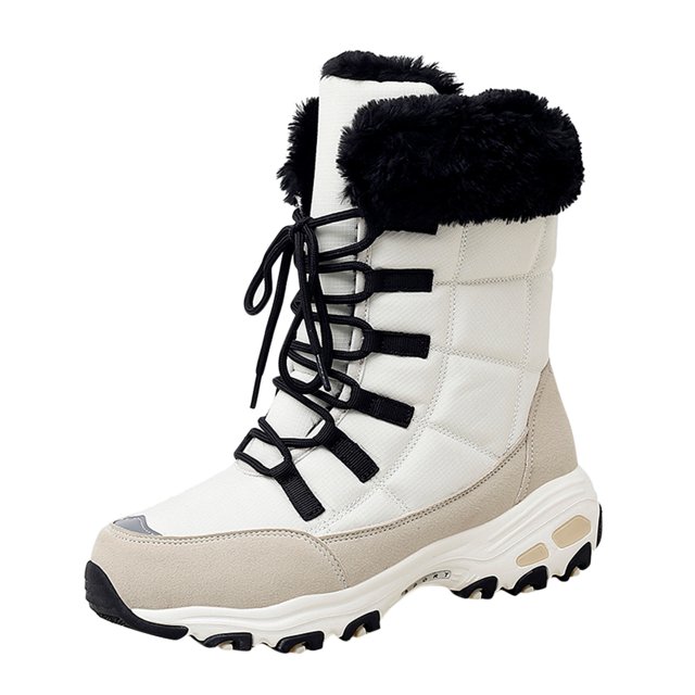 jsaierl Bottes de Neige à Plateforme Mi-Mollet Antidérapantes pour Femmes, Hiver, Extérieur, Doublées de Velours
