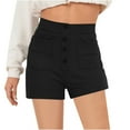 thumbnail image 2 of HaoXianJian Shorts Womens High Waisted with Patch Pockets Trendy Button Casual Summer Stretchy hort Hot Pants, 2 of 6