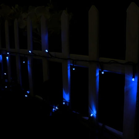 Blue Outdoor String Light Sunnydaze Set of 2, 68 Foot 200-Count Solar Powered String Lights Outdoor Decorative, Blue ()