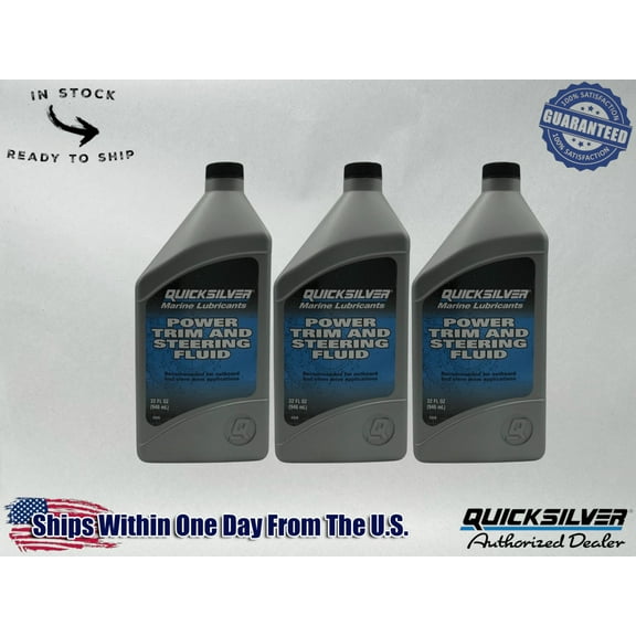 Quicksilver OEM Power Trim & Steering Fluid Quarts 92-858075Q01 3 Pack