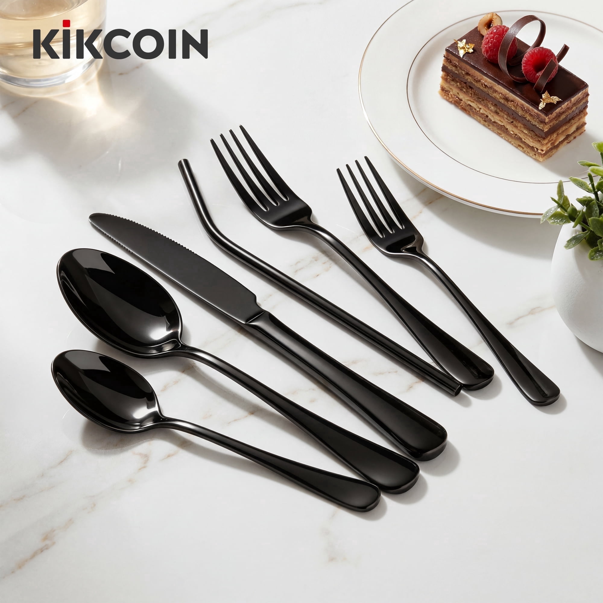 Kikcoin 42 Pcs Silverware Set for 8, Stainless Steel Flatware Set