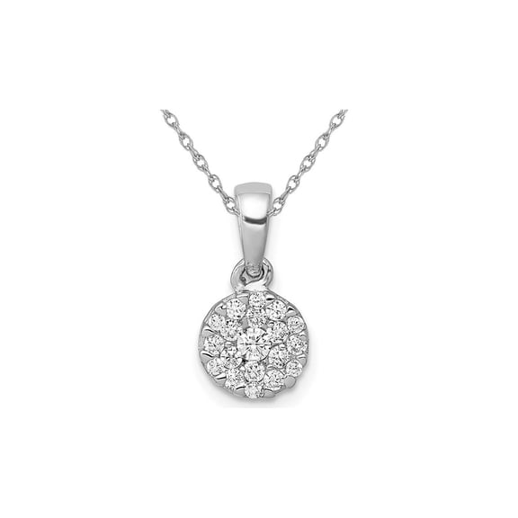 1/4 Carat (Ctw) Lab-Grown Diamond Circle Cluster Necklace Pendant in 14K White Gold with Chain for Women