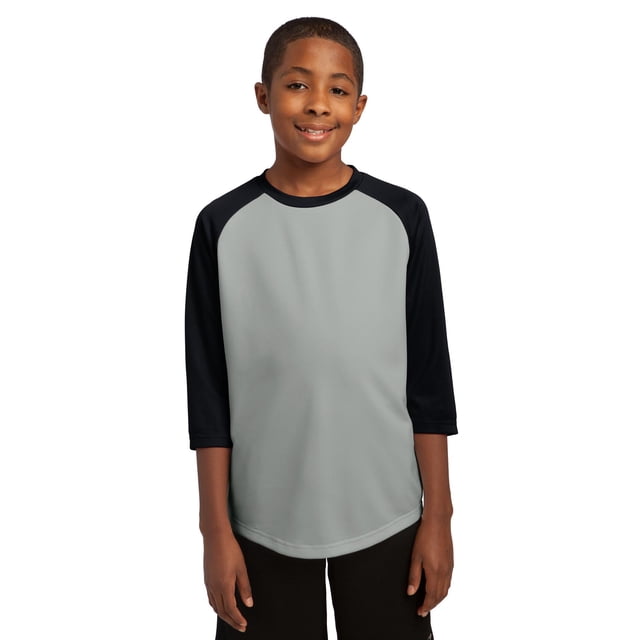 Camiseta de béisbol Sport-Tek® para jóvenes PosiCharge®. YST205 Plata/Negro XL deporte-tek YST205