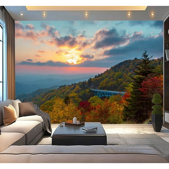 Peel and Stick Wallpaper Waterproof Sunrise early autumn along Wall Mural Decor Self Adhesive and Removable 100in x 144in