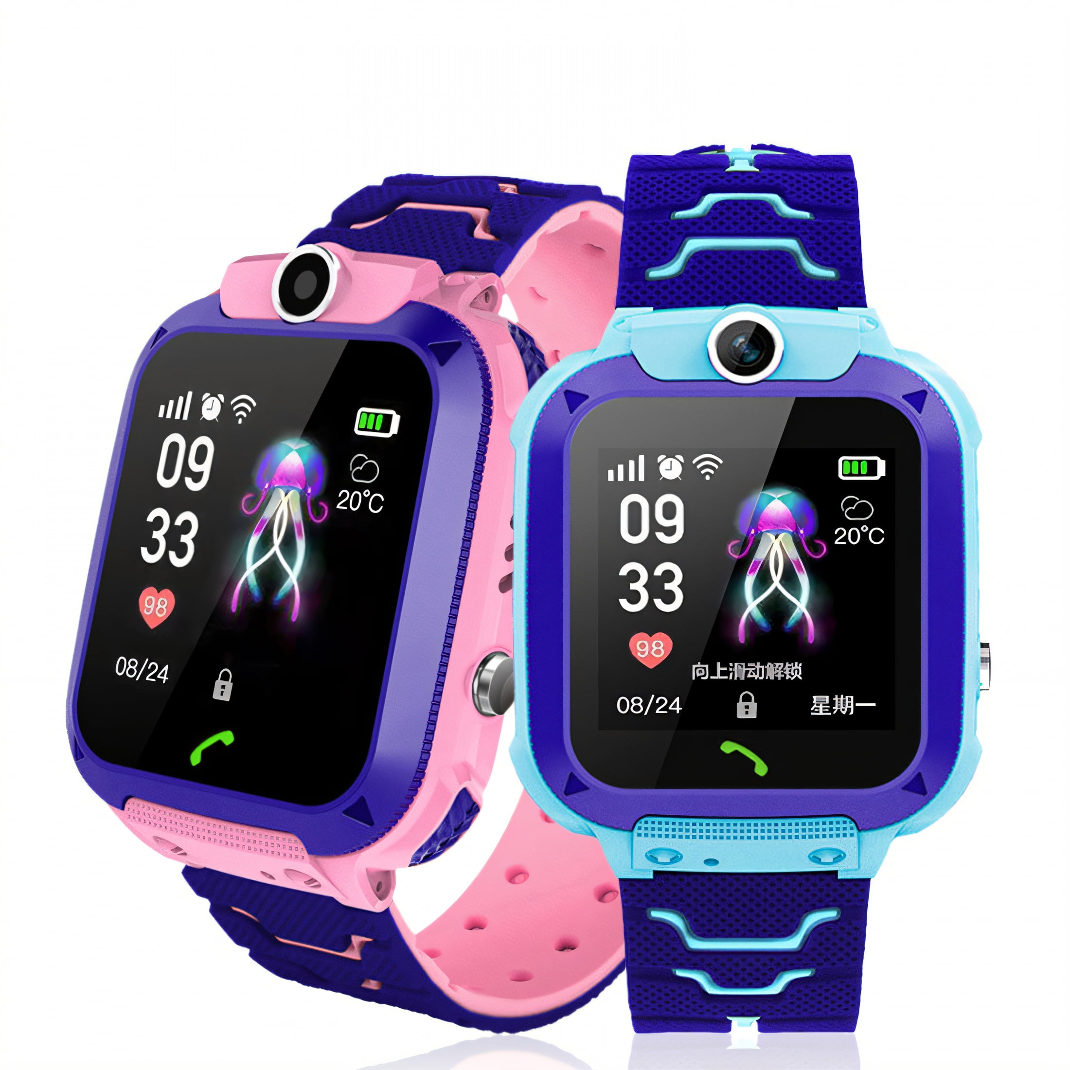GJX Smart Watch for Kids,Real-Time Location Kids Smart Watch,Sos Button Watches for Kids,Pink,2G