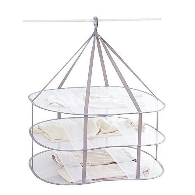 Looca 3-Tier Folded Mesh Clothes Hanging Dryer Sweater Drying Rack 30.3" L 24.5" W30.7 H