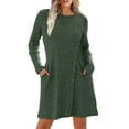 thumbnail image 2 of Women's Fall Winter Fashionable Long Sleeve Sweater Dress with Waist Tie and Pockets, Casual Knit Dress for Women, Belted Style for Comfort and Practicality,Green,XL, 2 of 9