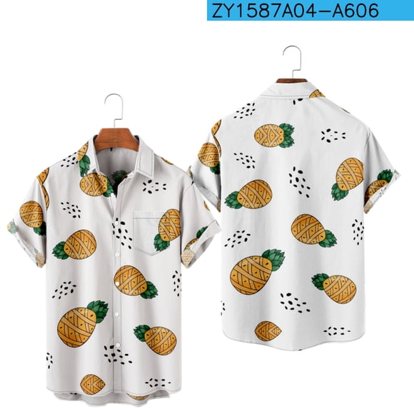 2022 Nouvelles Chemises Ananas Chemises pour Hommes Chemises Hawaïennes Mignonnes Chemises de Rue à Manches Courtes pour Hommes Chemises Amples pour Hommes