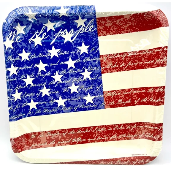 Tried & True American Flag Usa July 4Th Patriotic Party 9" Square Dinner Plates