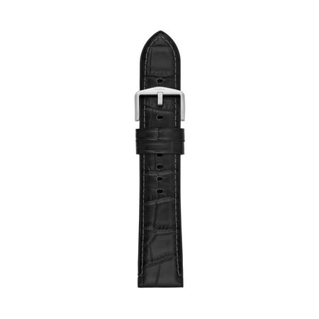 Fossil Black Croco Leather and Silicone Watch Strap 22mm