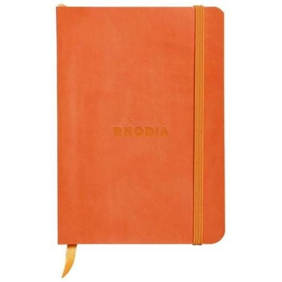 Rhodia Rhodiarama SoftCover Notebook - 72 Lined Sheets - 4 x 5 1/2 - Tangerine Cover