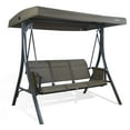 thumbnail image 2 of Kozyard Brenda 3-Seat Patio Swing Chair, Outdoor Porch Swing Glider with Adjustable Canopy, Side Pouches, Breathable Seat and Back, for Garden, Poolside, Backyard (Taupe), 2 of 7