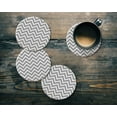 thumbnail image 6 of CARIBOU Round Ceramic Stone Coaster for Drinks Set of 4pcs, Gray Mini Chevron, 6 of 6