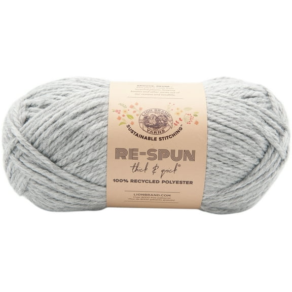 Lion Brand Yarn Re-Spun T&Q Silver 843-149B Recycled Super Bulky 223yd 12oz Yarn