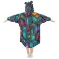 thumbnail image 2 of FORMRS Wearable Blanket Hoodie with Sleeves for Kids Cozy Flannel Sweatshirt, Stained Glass Pattern, 2 of 7