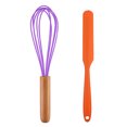 thumbnail image 1 of Juego de mini utensilios de cocina de 2 piezas: utensilios de cocina de silicona con mangos de madera, 1 of 5