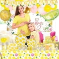 thumbnail image 7 of Lemon Baby Shower Decorations, Lemon Themed Party Supplies with Balloon Garland Kit/Foil Balloons/Tableware – 225pcs Pink/White/Yellow Decor (Home Decor, Kitchen, & Other), 7 of 7