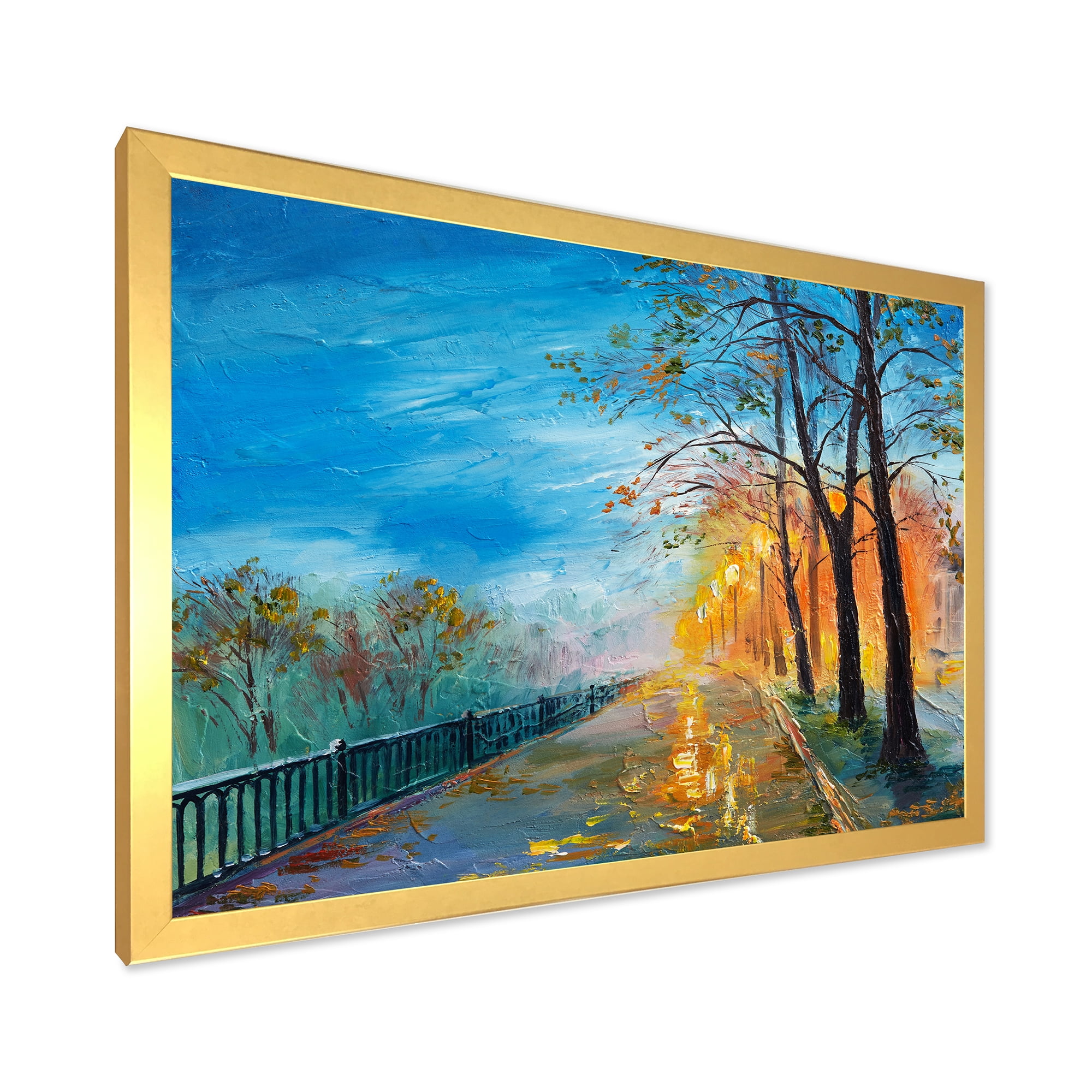 Designart 'Autumn Road in Evening' Traditional Framed Art Print