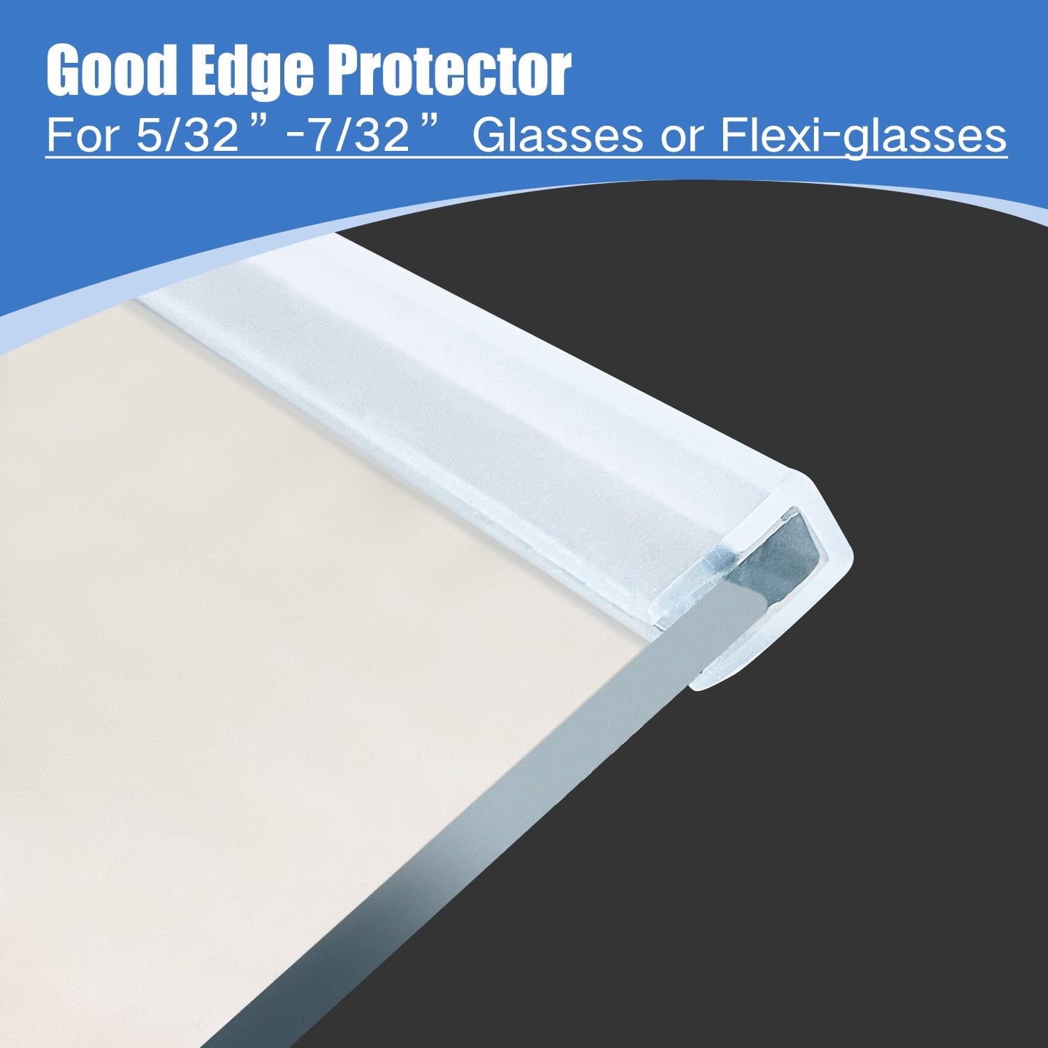 Clear Rubber Edge Trim, Self-Adhesive Clear Rubber Edge Trim, Edge Protector for Sheet Metal, Glasses or Flexi Glasses,, White Color, Fit 3/16"(5mm), U Channel Edge Trim, 20Ft
