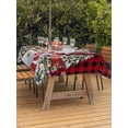 thumbnail image 2 of Outdoor Tablecloth with Umbrella Hole and Zipper, Red Black Plaid Snowman Rectangle Table Cloth 60x84 Inch Waterproof Tablecloth, Christmas Tree Snowflake Winter Picnic Table Cover for Patio Camping, 2 of 7