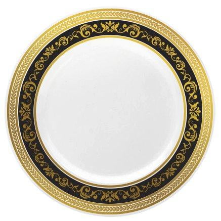 Antique China Plates Posh Setting Hammered Collection Combo Pack China Look White/Silver Plastic Plates(Includes 4 Packs of 10 Plates 20 10.25'' Dinner Plates and 20 7.25'' Salad Plates) Fancy Disposable Dinner ()