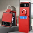 thumbnail image 7 of for Motorola Razr 40 Wallet Case with Magnetic Clasp Credit Card Slots for Women Men Lichee Pattern PU Leather Fringer Ring Holder Shockproof Phone Case for Motorola Moto Razr 40 Case, Red, 7 of 7