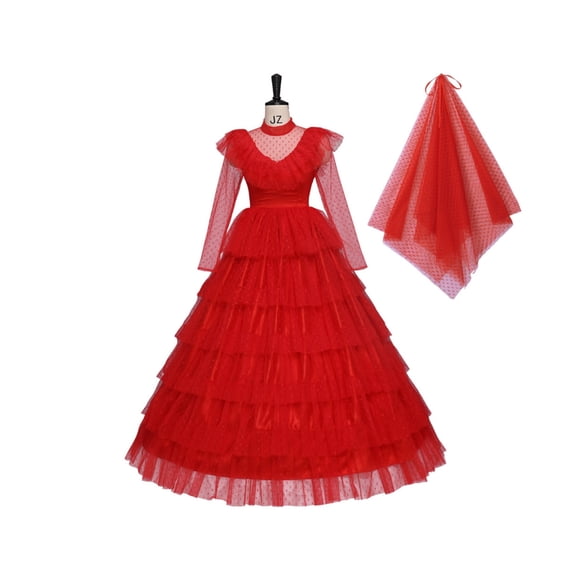 Elegant Red Lace Wedding Dress Suitable For Women