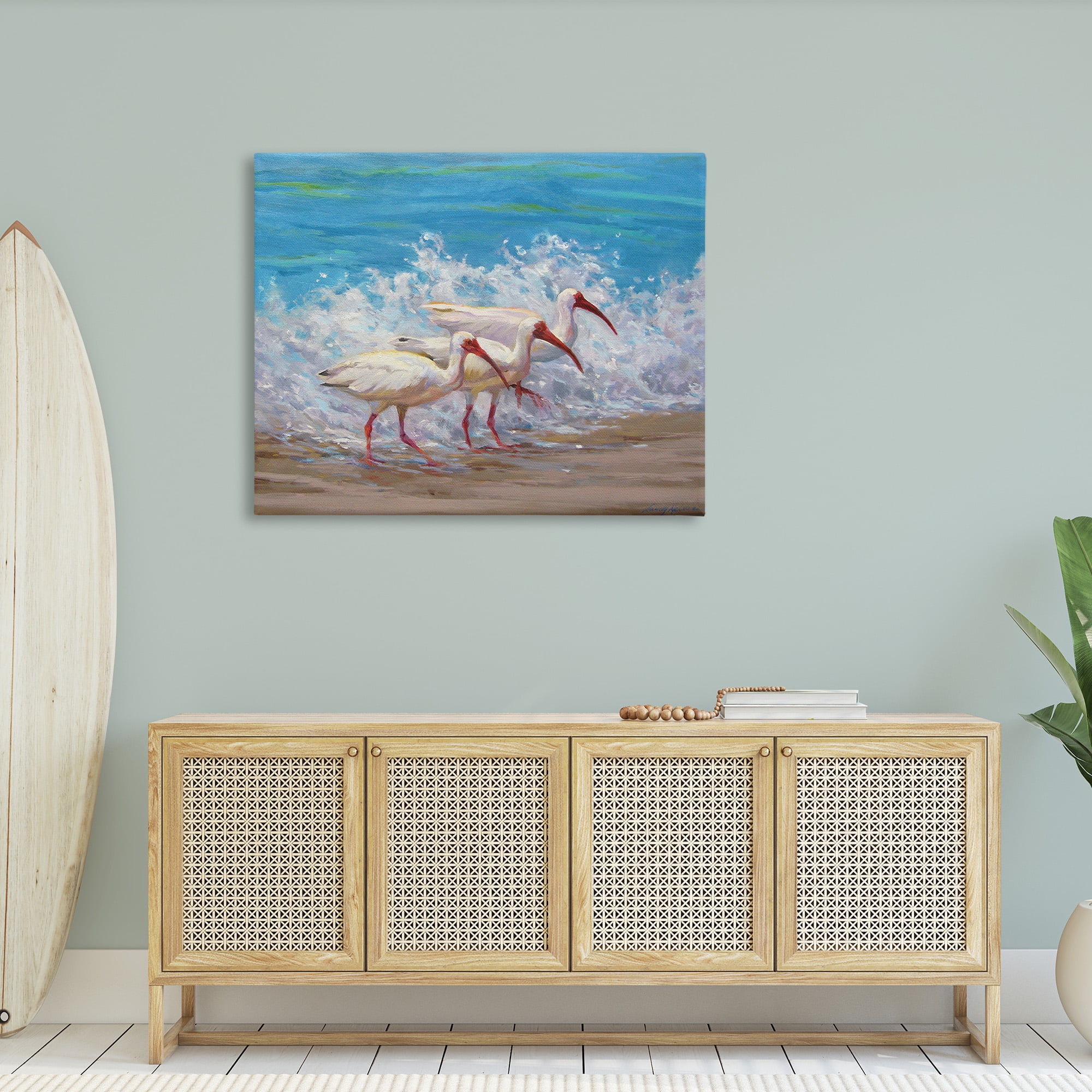 Stupell Industries Splashing Sea Birds Animals & Insects Painting Gallery Wrapped Canvas Art Print Wall Art, 48 x 36