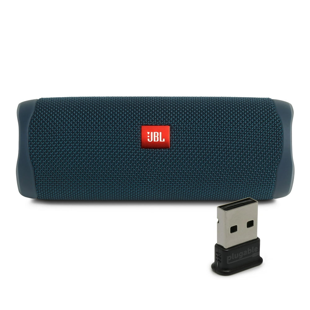 JBL Flip 5 Blue Portable Bluetooth Speaker w/BT Adapter