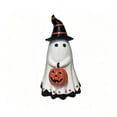thumbnail image 2 of Hotyverty Cute Witch Hat Ghost Holding Pumpkin Resin Figurine, Spooky Tabletop Decor for Mantel Shelf Tiered Tray Halloween Party, Unique Halloween Gift for Fall Home Decor Collector & Gothic Lovers, 2 of 5