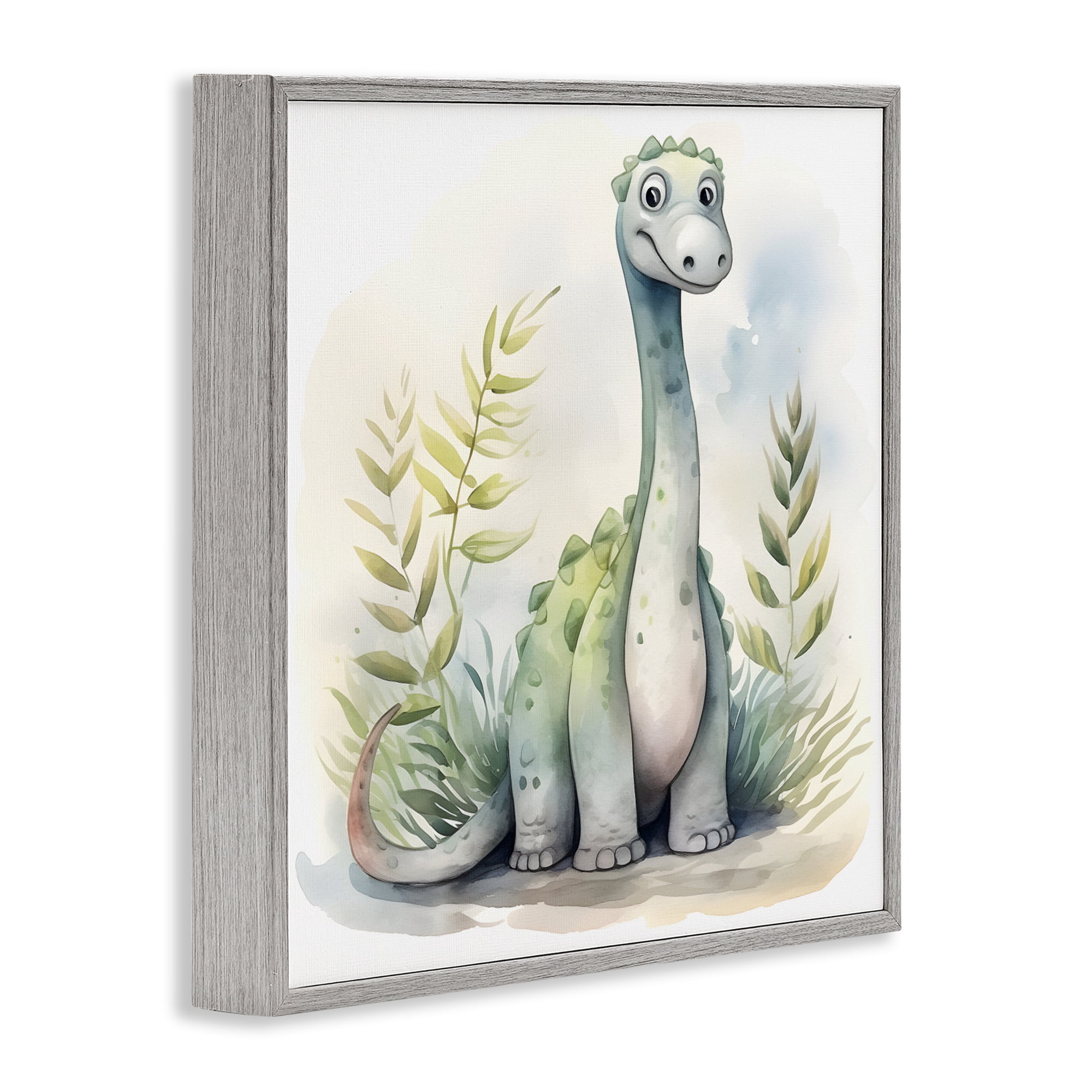 Stupell Industries Crafty Critters Dino Gray Framed Giclee Art, design by Steve Hunziker