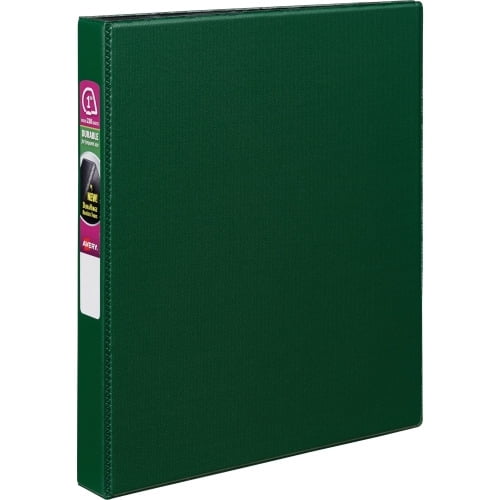 Avery Durable Binder - DuraHinge 1' Binder Capacity - Letter - 8 1/2' x 11' Sheet Size - 220 Sheet Capacity - 3 x Slant D-Ring Fastener(s) - 2 Internal Pocket(s) - Green - 1.13 lb - Recycled - Gap-f