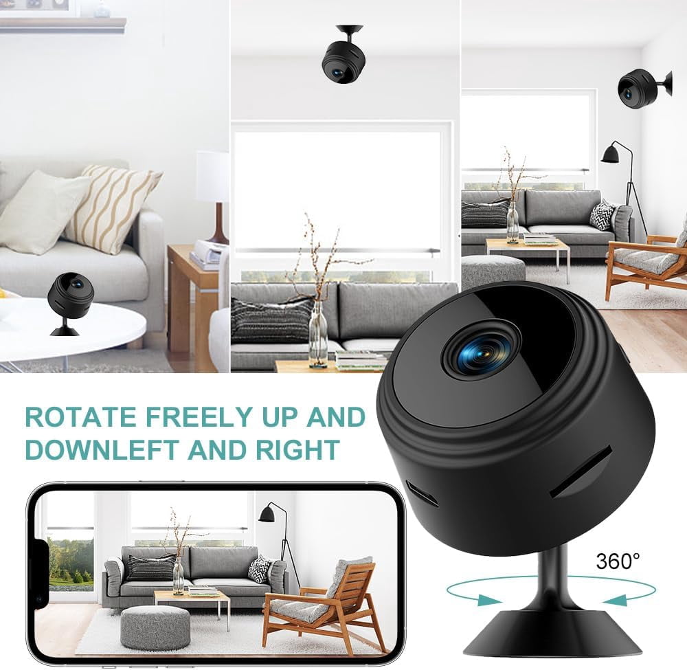Mini Hidden Cameras,1080P HD WiFi Security Camera for Baby Pet Nanny Surveillance, Spy Cam for Home Indoor Outdoor Monitoring Remote Viewing with APP(Video Only) (1)