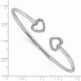 thumbnail image 2 of Beautiful Sterling Silver Rhodium-plated CZ Heart Cuff Bangle, 2 of 2