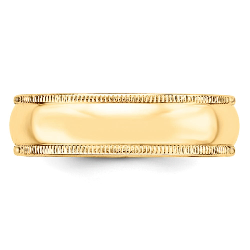 14k Yellow Gold 6mm Lightweight Milgrain Half Round Wedding Band Size 13.5 ML060