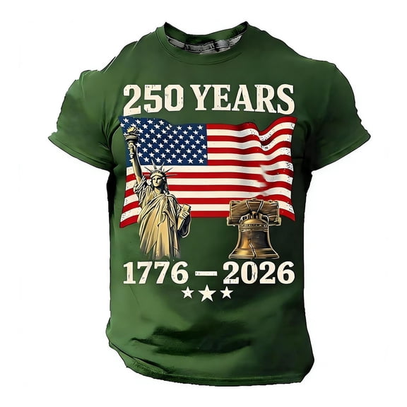 250th Anniversary US Shirt, America 250 Anniversary Shirts,United States 250 Years Since 1776 2026 Crew Neck Tshirt for Men #23