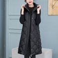 thumbnail image 2 of ZQUUVOU Women's Long Sleeveless Puffer Vest with Hood Fall Winter Lightweight Warm Quilted Jackets Button Zip Down Coat Black, 2 of 9