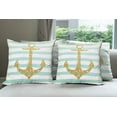 thumbnail image 6 of Ambesonne Vintage Throw Pillow Cover 4 Pack, Marine Golden Anchor, 16", Pale Blue White, 6 of 7
