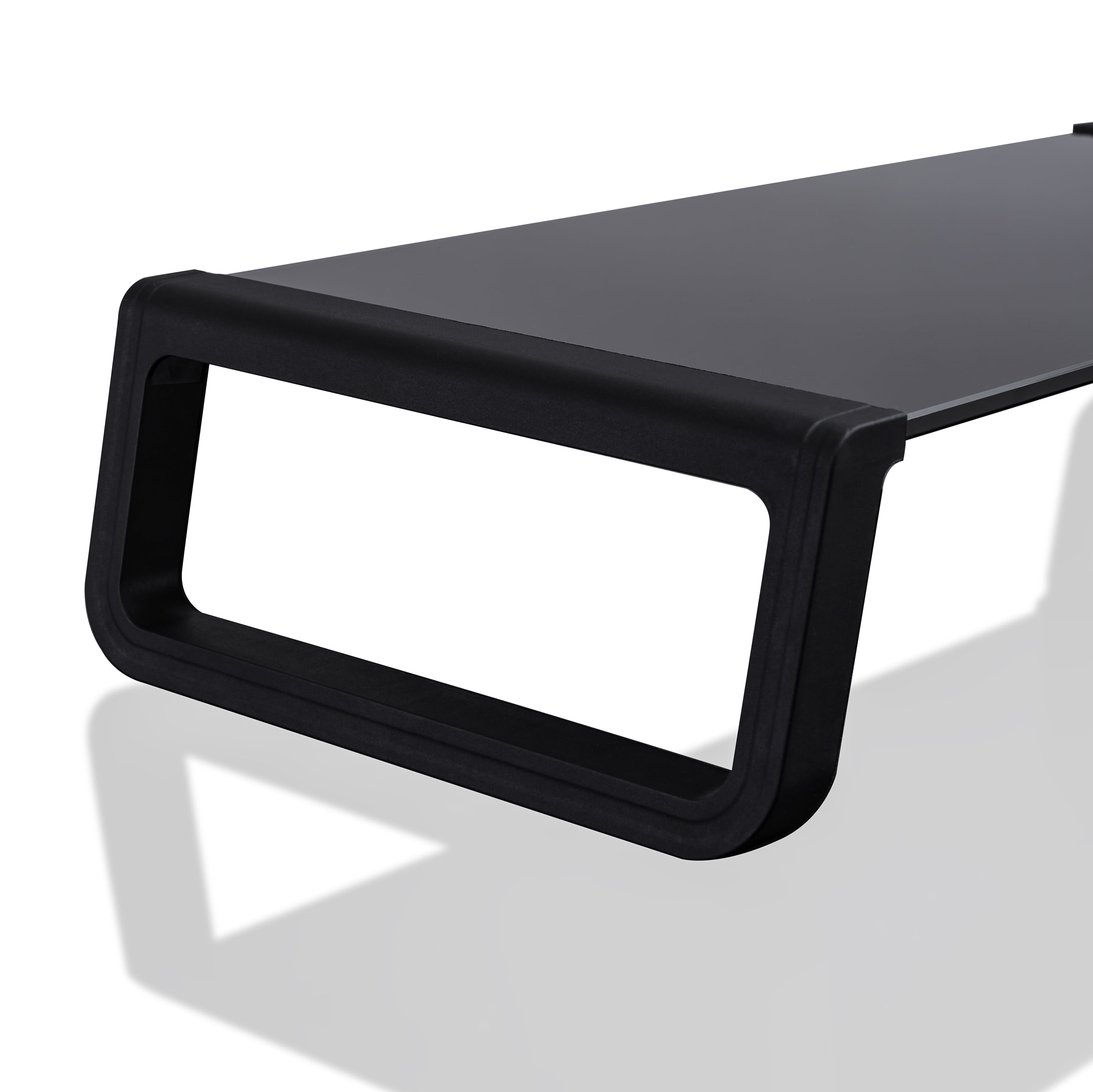 Seville Classics airLIFT 21" Tempered Glass Elevated Desk Stand Ergonomic Monitor Riser for Laptop, Computer, iMac, PC, Printer, Desktop - Midnight Black
