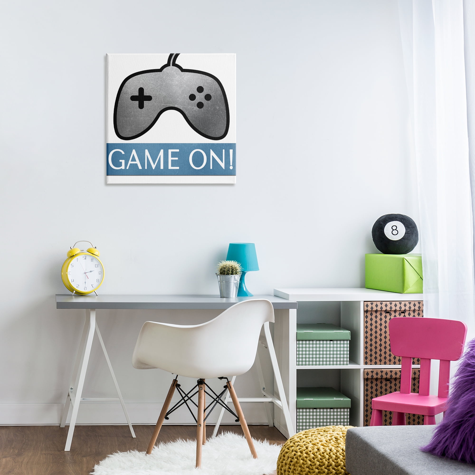 Stupell Industries Game On Controller Entertainment Painting Wrapped Canvas Art Print Wall Art, 24 x 24