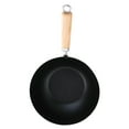 ITSELFER Mini Cooking Pan Stainless Steel Wok With Wood Handle Portable