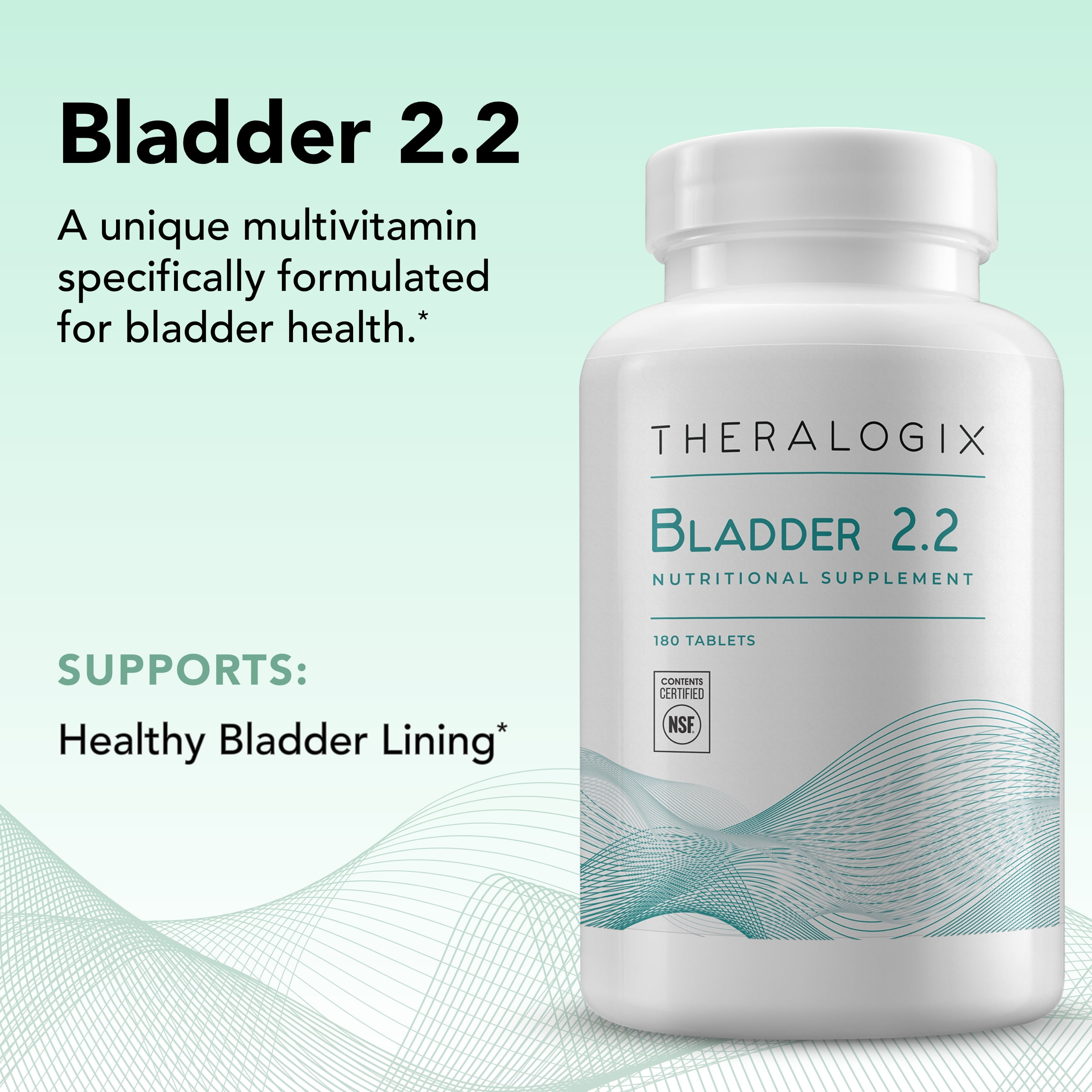 Theralogix Bladder 2.2 Multivitamin & Multimineral Supplement - 90-Day Supply - Bladder Support Supplement for Men & Women - Vitamins A, C, D, E, Zinc & More - NSF Certified - 180 Tablets