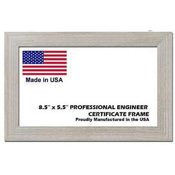 Professional Engineer License Certificate Wood Frame - 8.5 x 5.5 inches - White Wash Wood