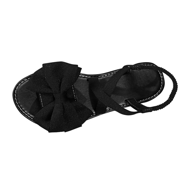 Sandales à Bout Ouvert pour Femmes, Détail Nœud, Talon Bas, Bride Réglable, Matériau Doux, Style Décontracté d'Été