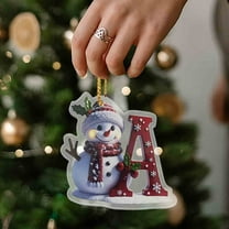 hulanddfd 26 Letters Christmas Tree Decoration Pendant, Personalized Initial Name A Christmas Ornament Plastic Christmas Snowman Hanging Decorations for Xmas Tree and Home Indoor Decor