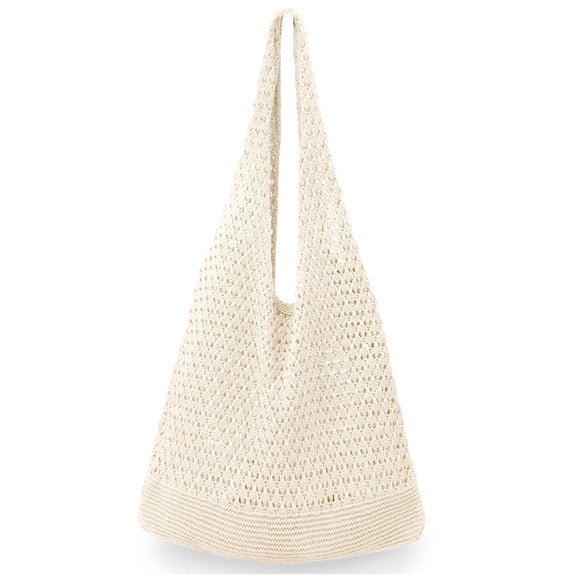 Crochet Bag for Women, Large Capacity Knit Beach Tote Bag, Aesthetic Hippie Hobo Shoulder Bag for Summer Travel & Beach
