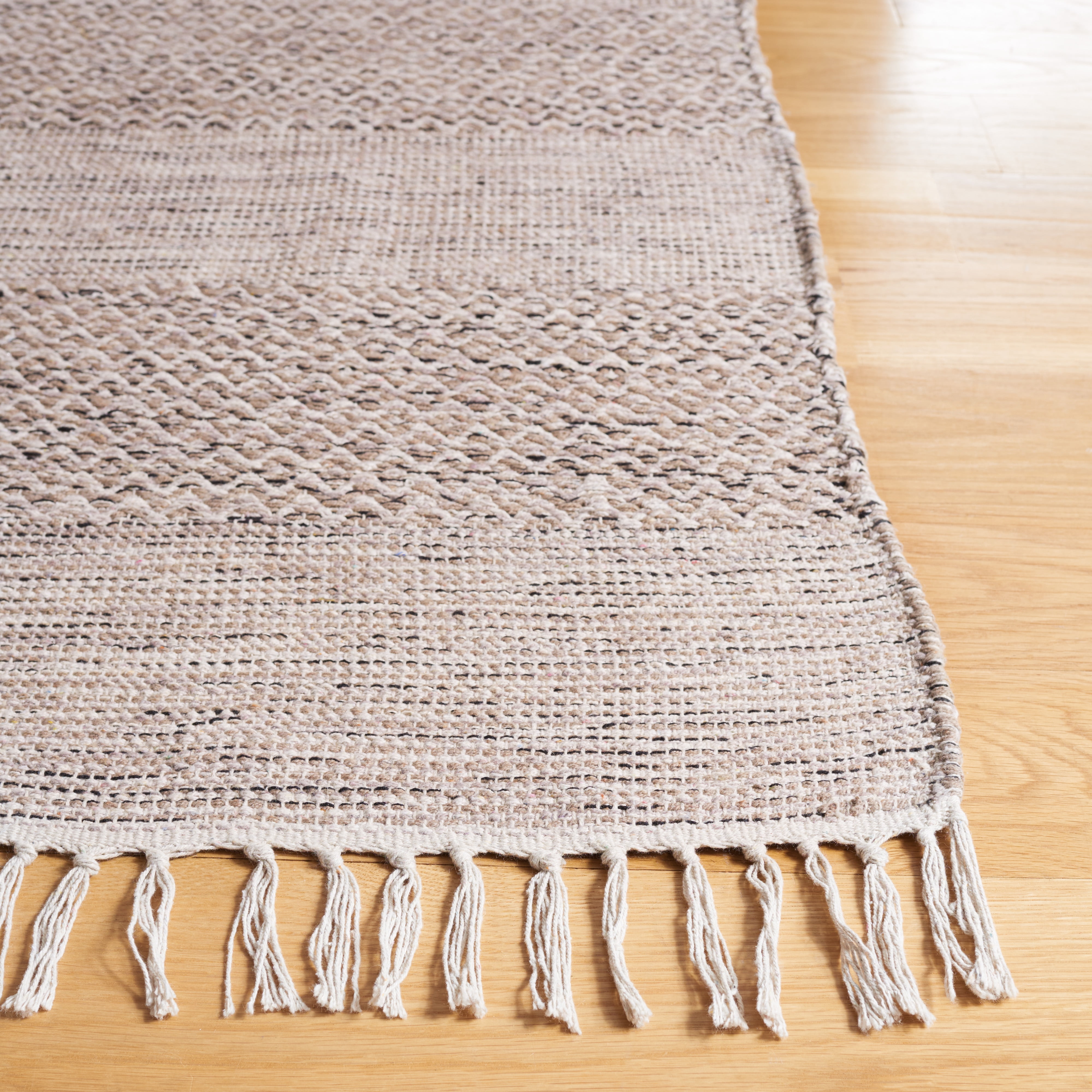 SAFAVIEH Montauk Karlene Geometric Cotton Area Rug, Ivory/Steel Grey, 10' x 10' Square