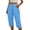 Blue, variant on Summer Capris for Women Pleated Button Pockets Loose Lightweight Casual Linen Capri Pants with Drawcord (XL, Army Green)