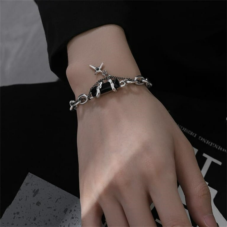 2024 Retro Black Zircon Star Bracelet For Women Men Trend